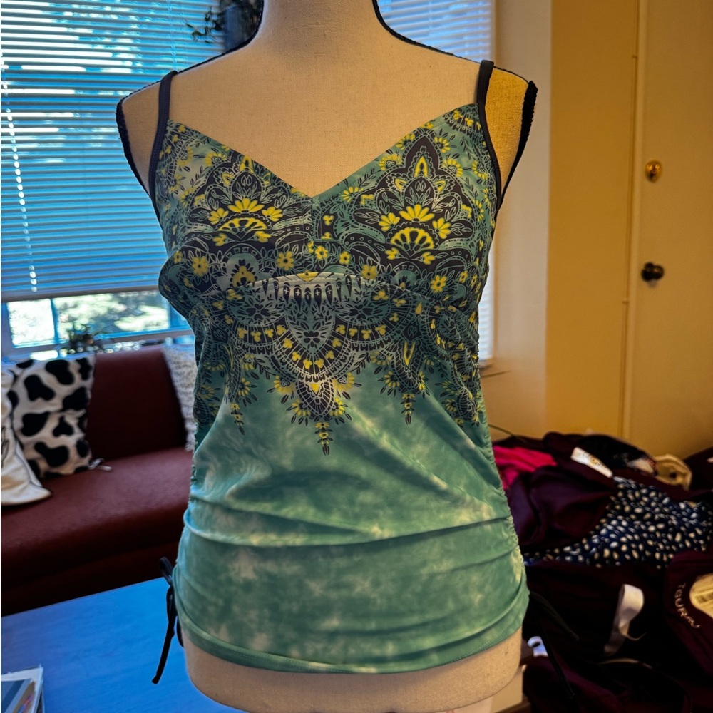 Prana Blue and Yellow Patterned Swim Camisole